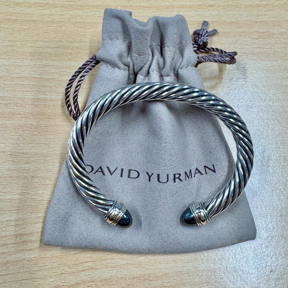 David Yurman Sterling Silver with 14K Yellow Gold and Black Onyx, 7mm - Picture 2 of 4
